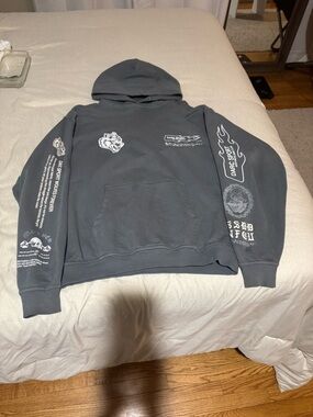 Darc Sport Charcoal Gray Graphic Hoodie with White Prints